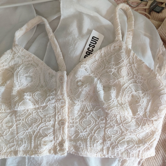 Pac Sun L.A.‎ Hearts crop lace bra style top creme - Picture 7 of 8